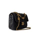 Black Coco De Toi Heart Chain Small Square Flap Bag Antique Gold Hardware - Image 4
