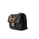 Black Coco De Toi Heart Chain Small Square Flap Bag Antique Gold Hardware - Image 6