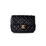 Black Coco De Toi Heart Chain Small Square Flap Bag Antique Gold Hardware - Image 7
