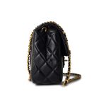Black Coco De Toi Heart Chain Small Square Flap Bag Antique Gold Hardware - Image 9