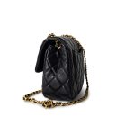 Black Coco De Toi Heart Chain Small Square Flap Bag Antique Gold Hardware - Image 11
