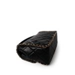Black Crumpled Calfskin Medium Chain Around Flap Bag Light Gold Hardware - Image 5