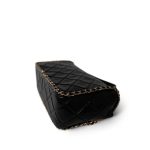 Black Crumpled Calfskin Medium Chain Around Flap Bag Light Gold Hardware - Image 6
