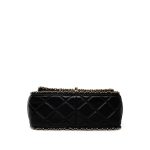 Black Crumpled Calfskin Medium Chain Around Flap Bag Light Gold Hardware - Image 7