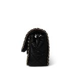 Black Crumpled Calfskin Medium Chain Around Flap Bag Light Gold Hardware - Image 8