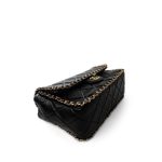 Black Crumpled Calfskin Medium Chain Around Flap Bag Light Gold Hardware - Image 4