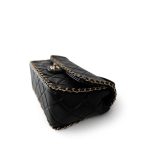 Black Crumpled Calfskin Medium Chain Around Flap Bag Light Gold Hardware - Image 3