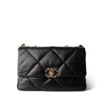 Black Lambskin Quilted 19 Flap Medium/Large Mixed Hardware - Image 2