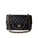 Black Lambskin Quilted Classic Flap Medium Gold Hardware - Image 2