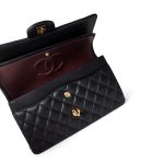 Black Lambskin Quilted Classic Flap Medium Gold Hardware - Image 8
