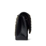 Black Lambskin Quilted Classic Flap Medium Gold Hardware - Image 7