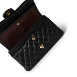 Black Lambskin Quilted Classic Flap Medium Gold Hardware - Image 6