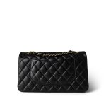 Black Lambskin Quilted Classic Flap Medium Gold Hardware - Image 11