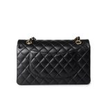Black Lambskin Quilted Classic Flap Medium Light Gold Hardware - Image 5