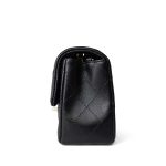 Black Lambskin Quilted Mini Rectangular Flap Light Gold Hardware - Image 3