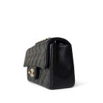 Black Lambskin Quilted Mini Rectangular Flap Light Gold Hardware - Image 2