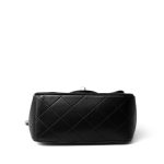 Black Lambskin Quilted Mini Square Flap Silver Hardware - Image 5