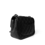 Black Lambskin Quilted Mini Square Flap Silver Hardware - Image 4