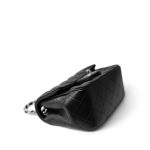 Black Lambskin Quilted Mini Square Flap Silver Hardware - Image 3
