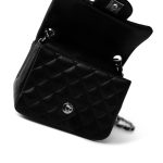 Black Lambskin Quilted Mini Square Flap Silver Hardware - Image 8