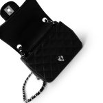 Black Lambskin Quilted Mini Square Flap Silver Hardware - Image 10