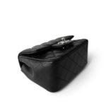 Black Lambskin Quilted Mini Square Flap Silver Hardware - Image 7