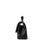 Black Lambskin Quilted Mini Top Handle Antique Gold Hardware - Image 3