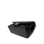 Black Lambskin Quilted Mini Top Handle Antique Gold Hardware - Image 7