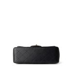 Black Lambskin Quilted Mini Top Handle Antique Gold Hardware - Image 6