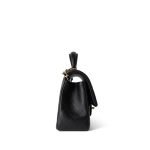 Black Lambskin Quilted Mini Top Handle Antique Gold Hardware - Image 5