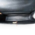 Black Lambskin Quilted Mini Top Handle Antique Gold Hardware - Image 12