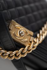 Black Lambskin Quilted New Medium Boy Bag Aged Gold Hardware - Image 3