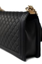 Black Lambskin Quilted New Medium Boy Bag Aged Gold Hardware - Image 5