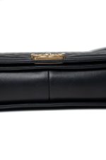Black Lambskin Quilted New Medium Boy Bag Aged Gold Hardware - Image 7