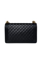 Black Lambskin Quilted New Medium Boy Bag Aged Gold Hardware - Image 10