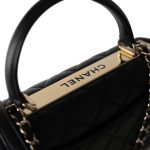 Black Lambskin Quilted Trendy CC Small Light Gold Hardware - Image 9