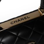 Black Lambskin Quilted Trendy CC Small Light Gold Hardware - Image 12