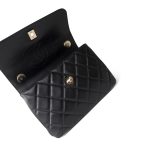 Black Lambskin Quilted Trendy CC Small Light Gold Hardware - Image 11