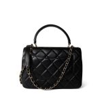 Black Lambskin Quilted Trendy CC Small Light Gold Hardware - Image 8