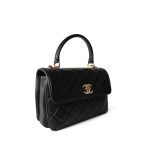 Black Lambskin Quilted Trendy CC Small Light Gold Hardware - Image 5