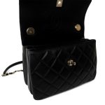 Black Lambskin Quilted Trendy CC Small Light Gold Hardware - Image 9