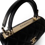 Black Lambskin Quilted Trendy CC Small Light Gold Hardware - Image 10