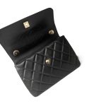 Black Lambskin Quilted Trendy CC Small Light Gold Hardware - Image 13