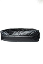 Black Calfskin Quilted Drawstring 22 Bag Small Antique Silver Hardware - Image 9