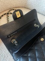 Black Caviar Quilted Classic Double Flap Small Gold Hardware - Image 7