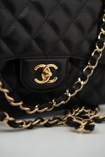 Black Caviar Quilted Jumbo Classic Flap Gold Hardware - Image 16
