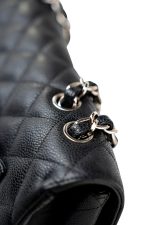 Black Caviar Quilted Jumbo Single Flap Silver Hardware - Image 5