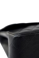 Black Caviar Quilted Jumbo Single Flap Silver Hardware - Image 8