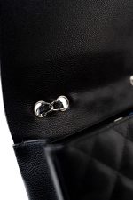 Black Caviar Quilted Jumbo Single Flap Silver Hardware - Image 13