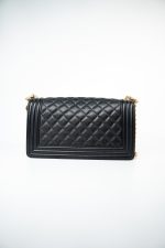 Black Caviar Quilted Old Medium Boy Bag Aged Gold Hardware - Image 5
